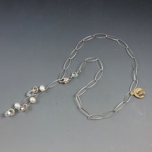 Delicate Choker Necklace Front Clasp Crystal Pearl